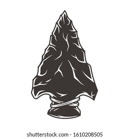 Native American Flint Arrowhead Vintage Concept In Monochrome Style Isolated Vector Illustration