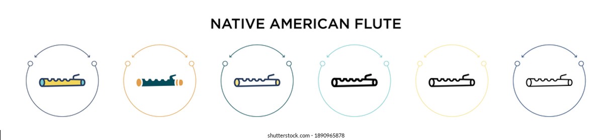 Native american flute icon in filled, thin line, outline and stroke style. Vector illustration of two colored and black native american flute vector icons designs can be used for mobile, ui, web