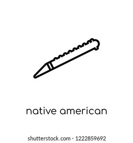 native american flute icon. Trendy modern flat linear vector native american flute icon on white background from thin line American Indigenous Signals collection, outline vector illustration