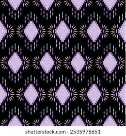 Nativo americano, geométrico, azteca, étnico, patrón sin fisuras, alfombra, azulejo, Vector, diseño de ilustración sobre fondo negro