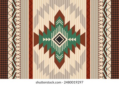 Native American geometric ethnic pattern, seamless pattern of the Navajo tribe. Seamless vector pattern, seamless Mexican rug, woven carpet. Folk embroidery, Bohemian, Aztec style.	