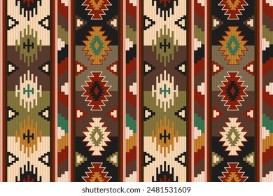 Native American geometric ethnic pattern, seamless pattern of the Navajo tribe. Seamless vector pattern, seamless Mexican rug, woven carpet. Folk embroidery, Bohemian, Aztec style.	
