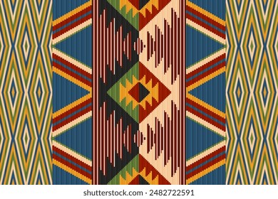 Patrón étnico geométrico nativo americano, patrón sin fisuras de la tribu navajo. Patrón de Vector sin costuras, alfombra mexicana sin costuras, alfombra tejida. Bordado Folk, bohemio, estilo azteca.	