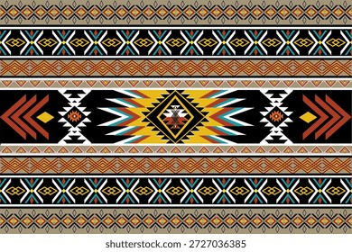 Native American geometric pattern background. Southwestern tribal ethnic seamless border design for fabric, textile, wallpaper, and wrapping paper.