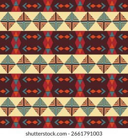 Indisches geometrisches nahtloses Muster. Farbiges ethnisches Illustrationsdesign für Stoff, Textil, Decke, Teppich, Teppich und Mode, 300dpi