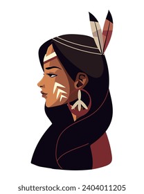 native american girl character illustration