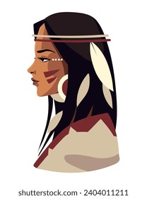 native american girl illustration isolated