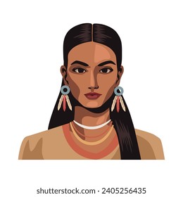 native american girl illustration isolated