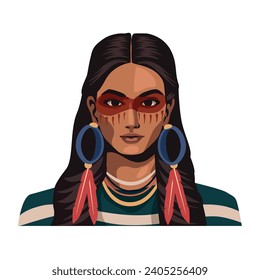 native american girl isolated illustration