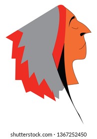 Native American head costume vector or color illustration