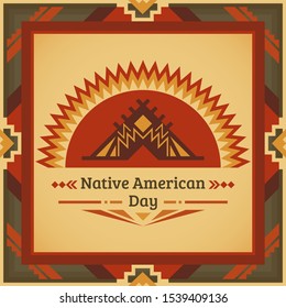 Native American Heritage Day. Celebrating Indian Culture. Tribal design for poster, card, banner.