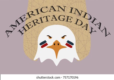 Native American Heritage Day. Eagle with Blue and Red Face Paint