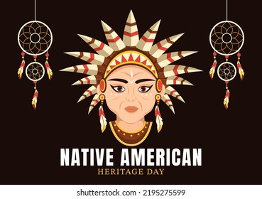 Native American Heritage Day Template Hand Drawn Cartoon Flat Illustration to Recognize the Achievements and Contributions of Tribal Indian Culture