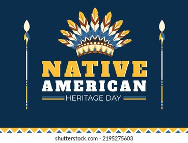 Native American Heritage Day Template Hand Drawn Cartoon Flat Illustration to Recognize the Achievements and Contributions of Tribal Indian Culture