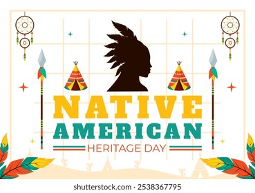 Native American Heritage Day Vector Illustration Celebrating Indigenous Tribal Culture and Traditions in a Flat Style Cartoon Background