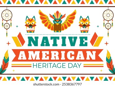 Native American Heritage Day Vector Illustration Celebrating Indigenous Tribal Culture and Traditions in a Flat Style Cartoon Background