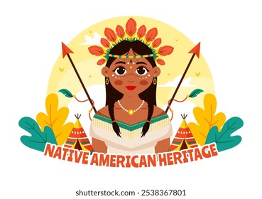 Native American Heritage Day Vector Illustration Celebrating Indigenous Tribal Culture and Traditions in a Flat Style Cartoon Background