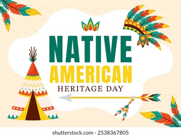 Native American Heritage Day Vector Illustration Celebrating Indigenous Tribal Culture and Traditions in a Flat Style Cartoon Background