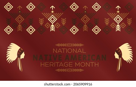 Native American Heritage Month is an annual designation observed in November. Poster, card, banner, background design. Vector EPS 10.