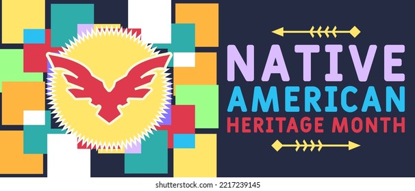Native American Heritage Month is an annual designation observed in November. Poster, card, banner, background design. Vector EPS 10.