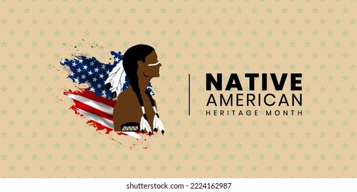 Native American Heritage Month background design. American Indian culture. Celebrate annual in United States.Vector illustration.