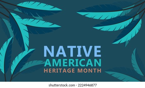 Native American Heritage Month. Background design with feather ornaments celebrating Native Indians in America.