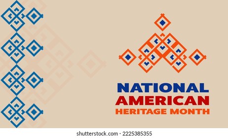 Native American Heritage Month. Background design with feather ornaments celebrating Native Indians in America.