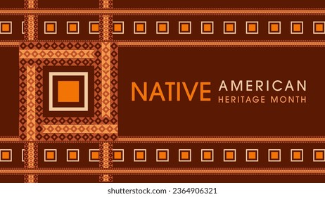 Mes del Legado Nativo Estadounidense. Diseño de fondo con ornamentos abstractos celebrando a los indígenas nativos en Estados Unidos.