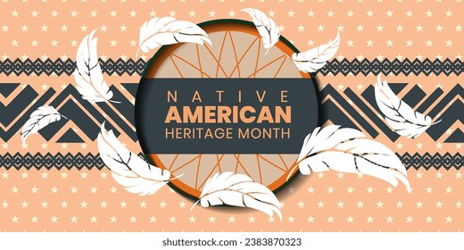 Native American Heritage Month background design. American Indian culture. Celebrate annual in United States.Vector illustration.