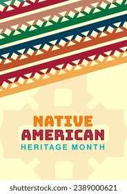 Native American Heritage Month. Background design with abstract ornaments celebrating Native Indians in America.