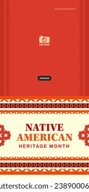 Native American Heritage Month. Background design with abstract ornaments celebrating Native Indians in America.