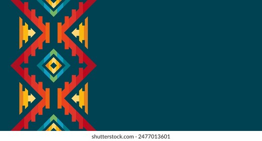 Native american heritage month background. Vector banner, poster, card, greeting content for social media Native american heritage month, november. Green background with native ornament border.