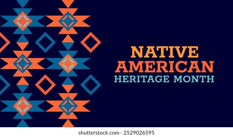 Mês da Herança Indígena Americana. Projeto vetorial de fundo com ornamento geométrico para saudação, publicidade, promoção, campanha.