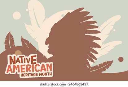 Mes de la Herencia Nativa Americana	  Anuncio, ilustración de fondo