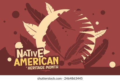 Mes de la Herencia Nativa Americana	  Anuncio, ilustración de fondo