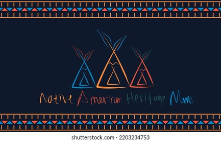 Native American Heritage Month. Native American Day Background Design. Suitable to use on Native American day event on United States of America.