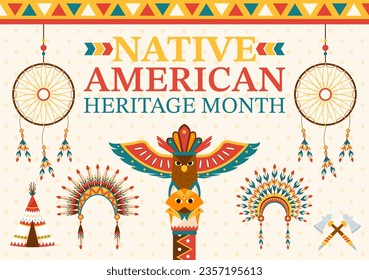 Native American Heritage Month Day Vector Illustration with Celebrate America Indian Culture Annual in United States to Contributions Background