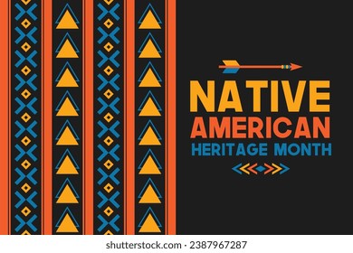 Native American Heritage Month design. American Indian culture. Celebrate annual in United States.