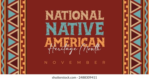 Native american heritage month greeting. Vector banner, poster, card, flyer, content for social media