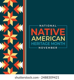 Native american heritage month greeting. Vector banner, poster, card, flyer, content for social media