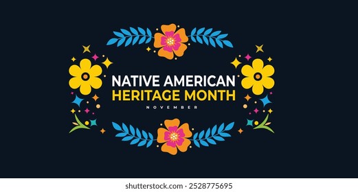 Anuncio de saludo del mes del patrimonio nativo americano, cartel, tarjeta, contenido para las redes sociales con el texto Fondo del Vector del patrimonio nativo americano