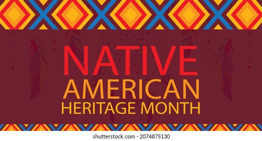 Native American Heritage Month illustration with typical colors and decorations