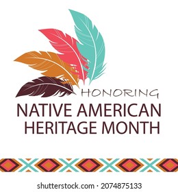 Native American Heritage Month illustration with typical colors and decorations