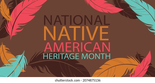 Native American Heritage Month illustration with typical colors and decorations