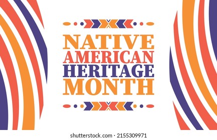 Native American Heritage Month. American Indian culture. Celebrate annual in in November in United States. Tradition Indian pattern. Poster and banner. Vector authentic ornament, ethnic illustration