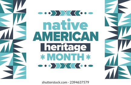 Native American Heritage Month. American Indian culture. Celebrate annual in in November in United States. Tradition Indian pattern. Poster and banner. Vector authentic ornament, ethnic illustration