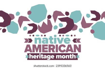 Native American Heritage Month. American Indian culture. Celebrate annual in in November in United States. Tradition Indian pattern. Poster and banner. Vector authentic ornament, ethnic illustration