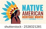 Native American heritage month indigenous people Background or banner design template. American Indian culture. Indian American heritage month background. use to card, poster, placard, card