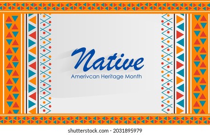 Native American Heritage Month in November. American Indian culture. National ornament. Vector illustration