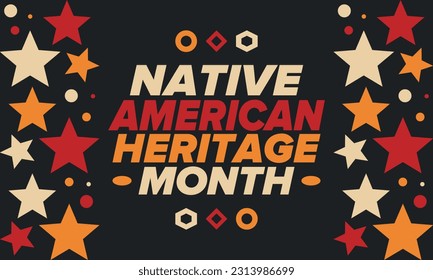 Native American Heritage Month in November. American Indian culture. Celebrate annual in United States. Tradition pattern. Poster, card, banner and background. Vector ornament, illustration